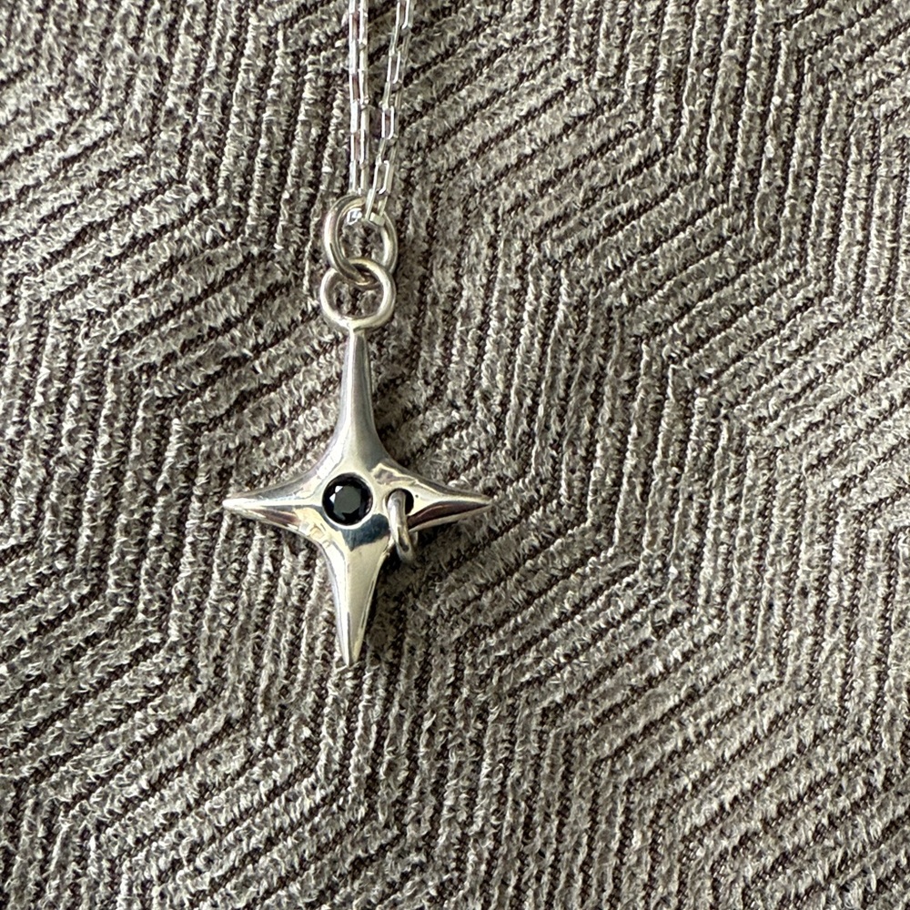 Sterling Silver Star Pendant with Black Onyx Necklace - NEW!